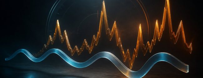 Abstrakte Datenvisualisierung zu Auszahlungsquote und Volatilität eines Spielautomaten
